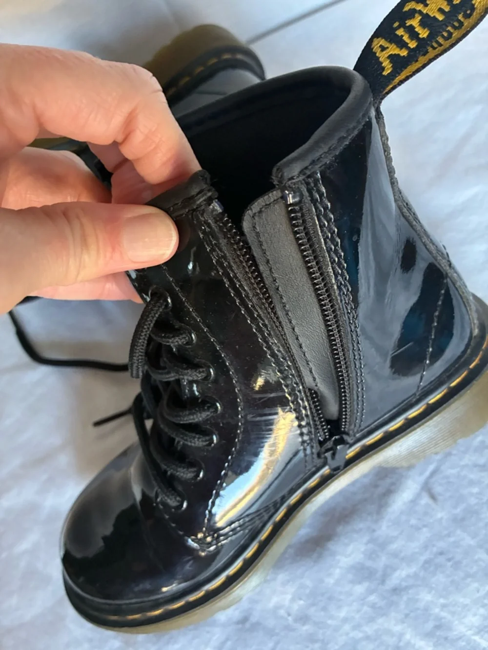 Little Kids Doc Martens Patent  Lace Boot 12